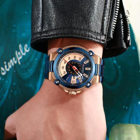 Blue n Gold Dial Watch (Dial 4.5cm)