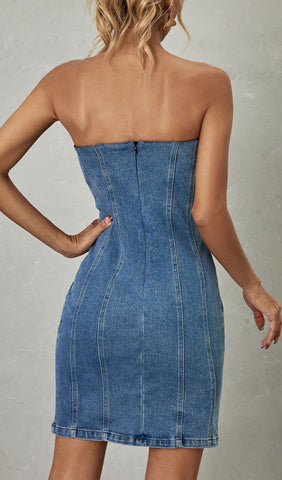 Strapless Denim Mini Dress