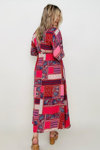 Paisley Patchwork Multicolor A-Line Maxi Dress