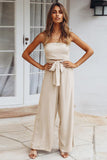 Casual Loose Strapless Belted Jumpsuit