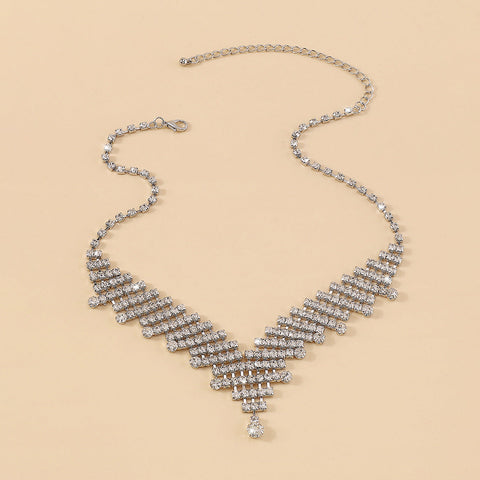 Silver RhineStone V-Shaped Necklace