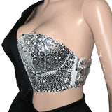 Silver One Sleeve Sequin PlaySuit