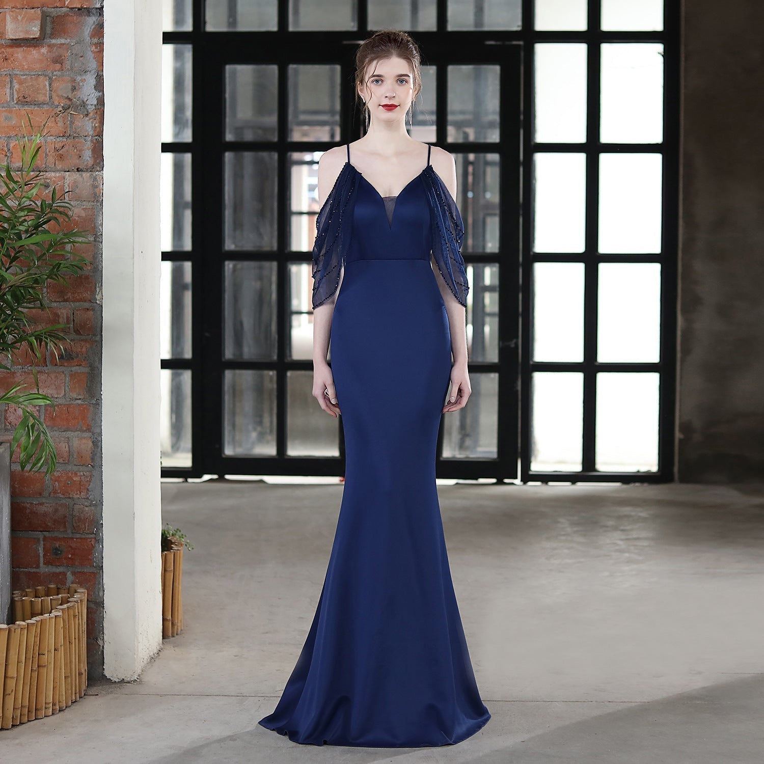 Evelyn V-Neck Off The Shoulder Mermaid Prom Dress