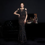 Emery sequined fringed fishtail dress