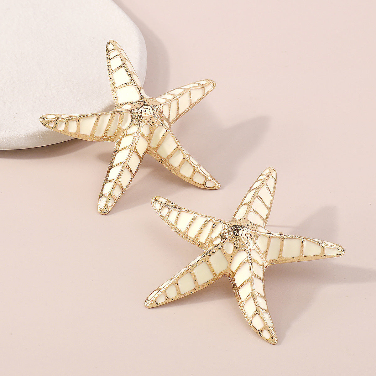 Starfish Earrings in Beige