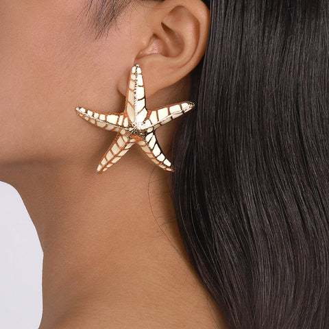 Starfish Earrings in Beige