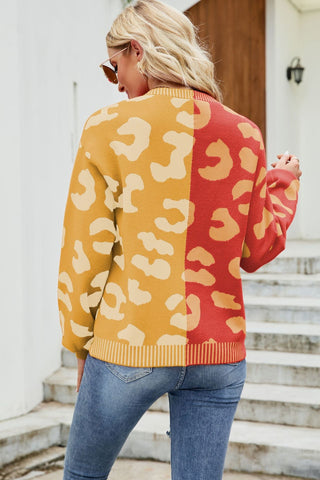 Leopard Print Button Down Dropped Shoulder Cardigan
