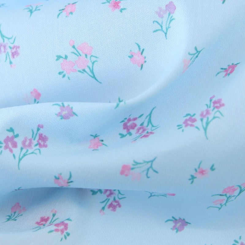 Sky Blue Suspender Print Dress