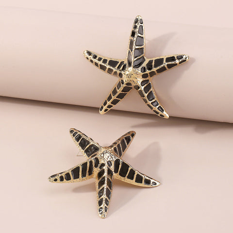 Starfish Earrings in Black