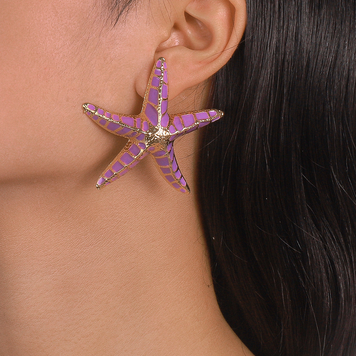 Boucles d'oreilles étoiles de mer violettes