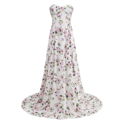 Strapless Floral Split Maxi Dress