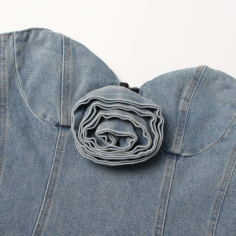 Mini-robe en jean sans bretelles