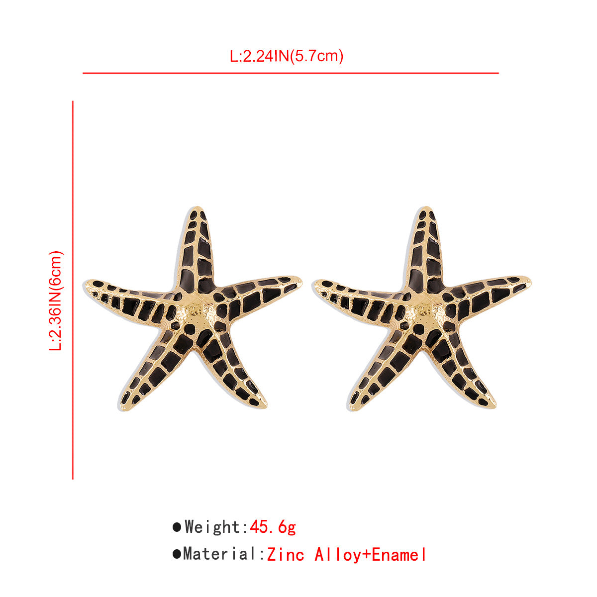 Starfish Earrings in Black