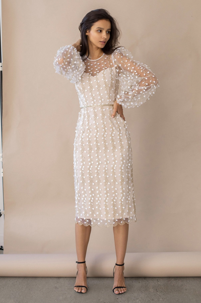 Fit Flair Dress & Sheer Embroidered Jacket main image 1
