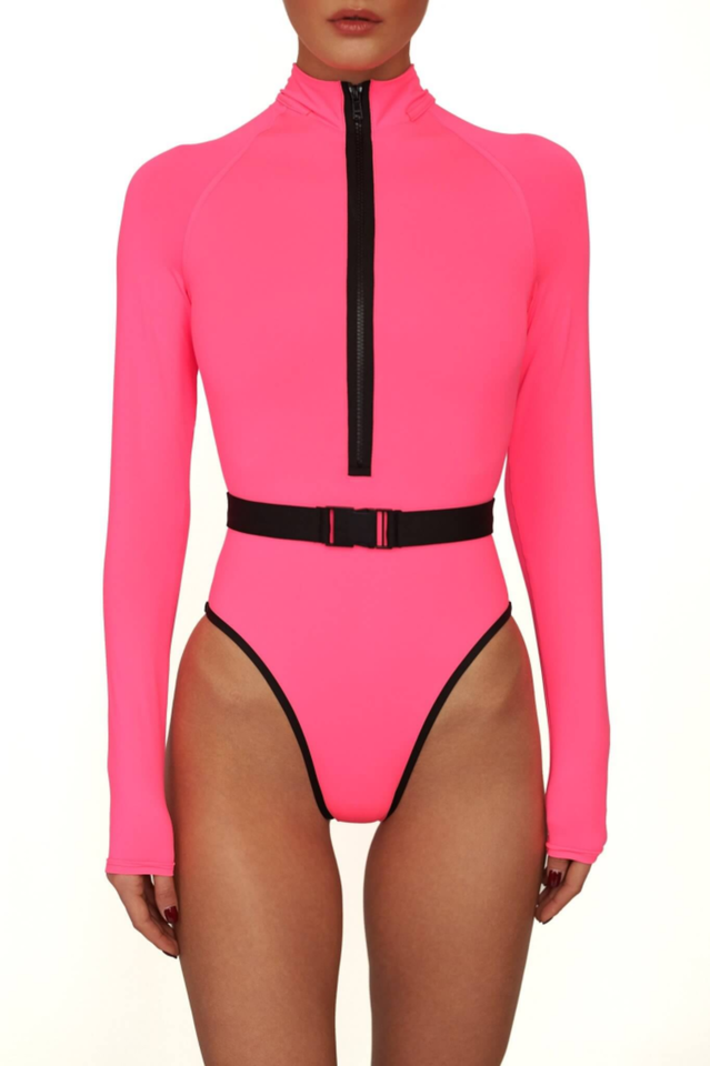 Surf-Up Neon Belted Swimsuit