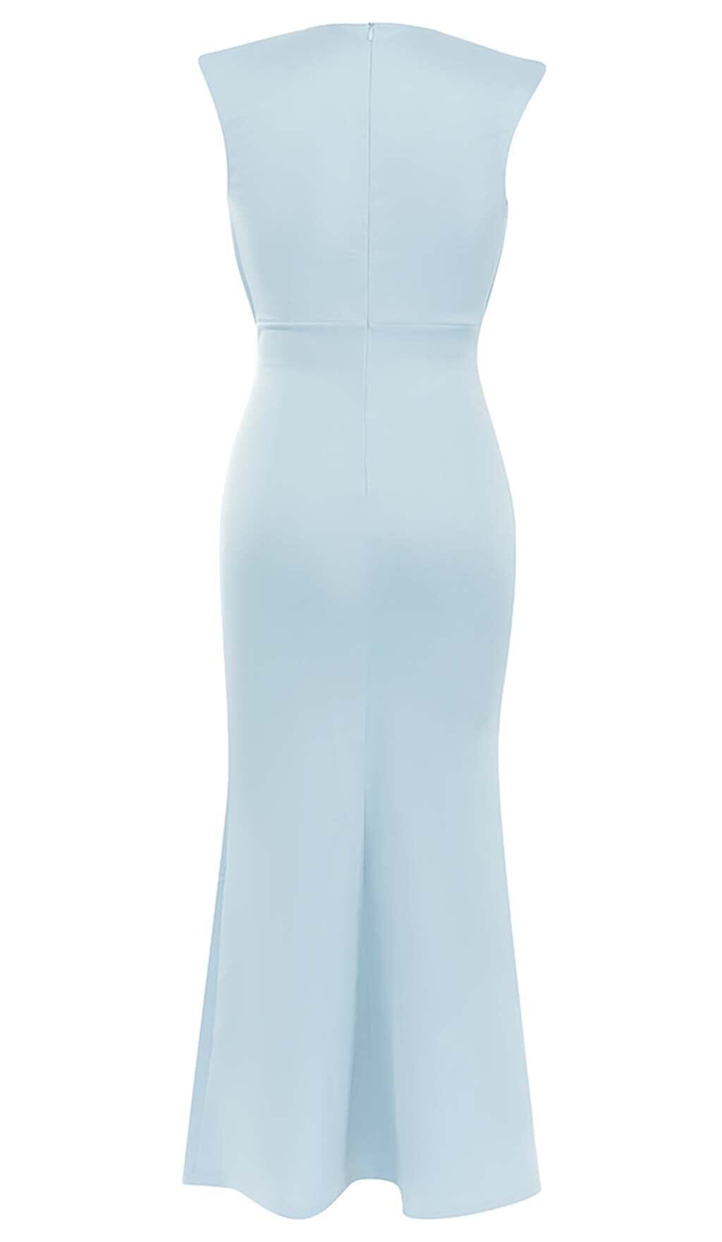 Sleeveless Thigh Slit Dress in Light Blue