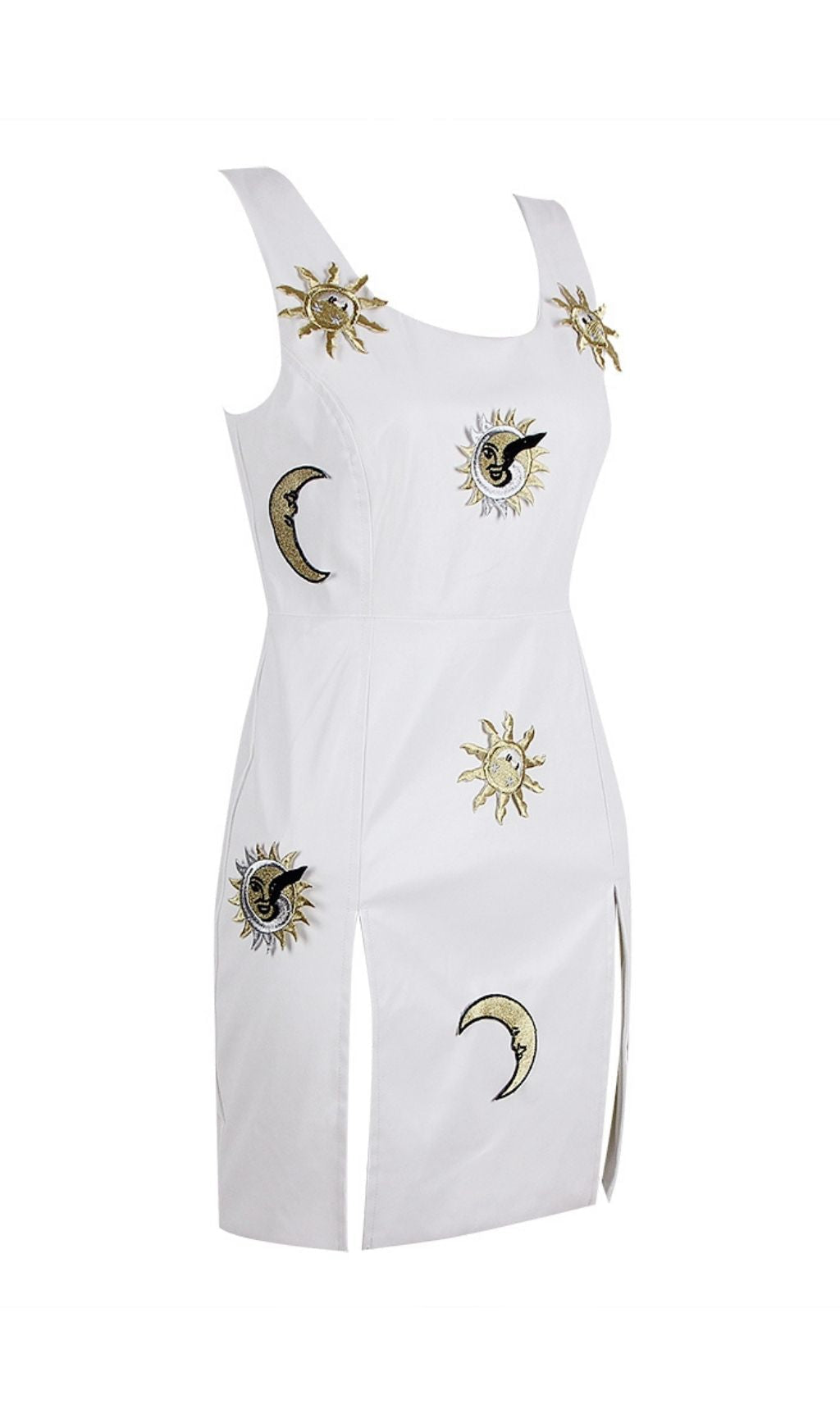 Robe courte en cuir Slipt en blanc 