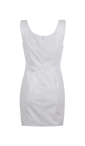 Robe courte en cuir Slipt en blanc 