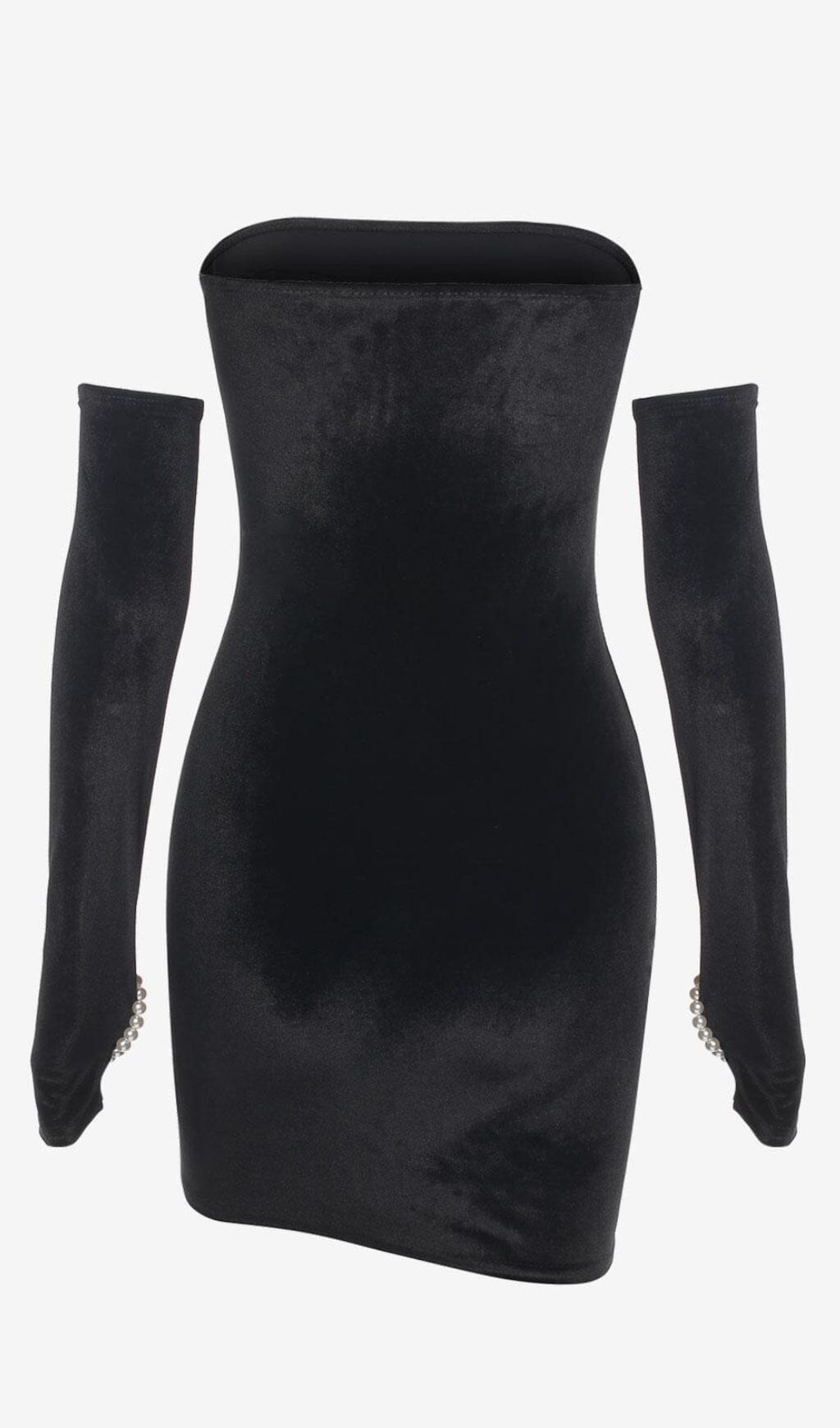 Strapless Bodycon Velvet Mini Dress in Black