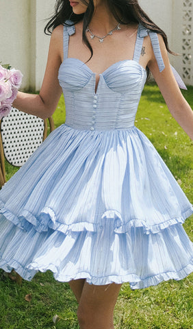 Robe mi-longue à bretelles style corset en bleu 