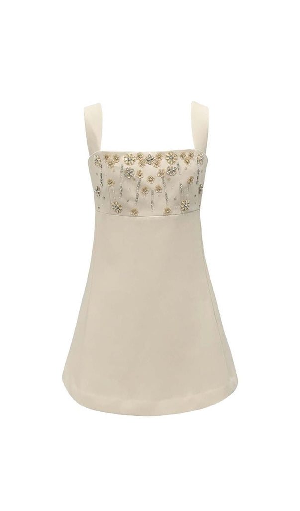 Trend4us Crystal Feather Embellished Spaghetti Strap Mini Dress