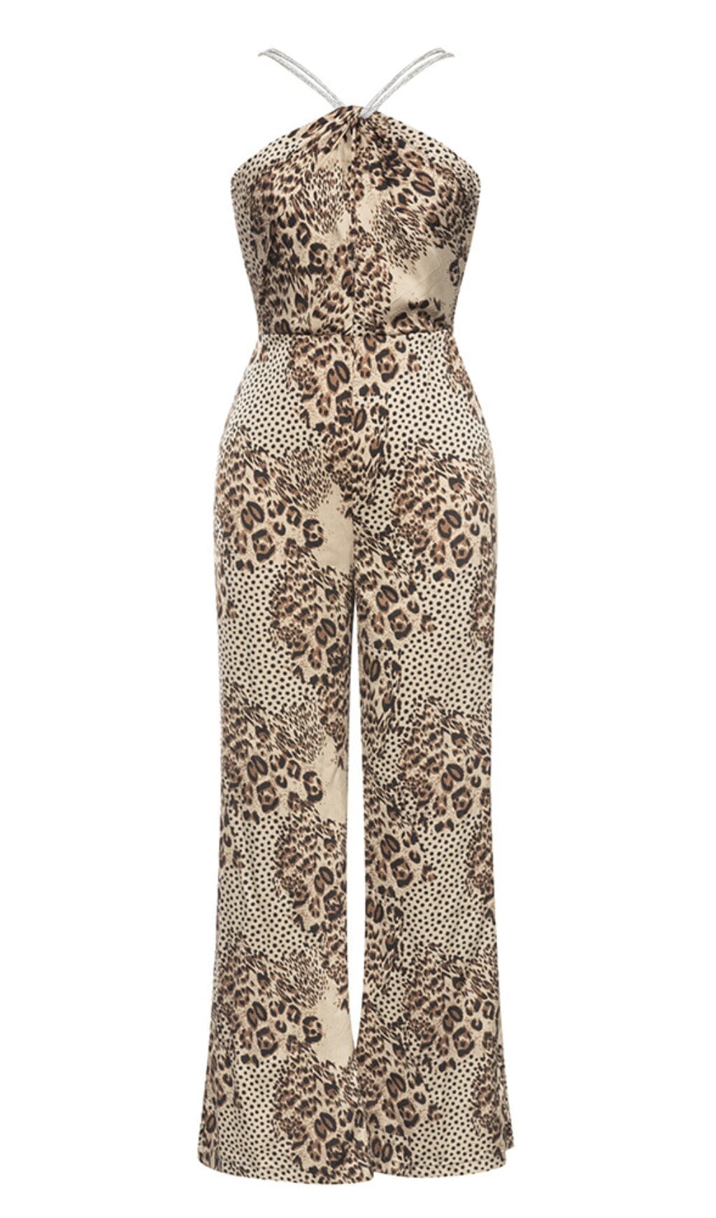 Strappy Leopard Print JumpSuit in Brown