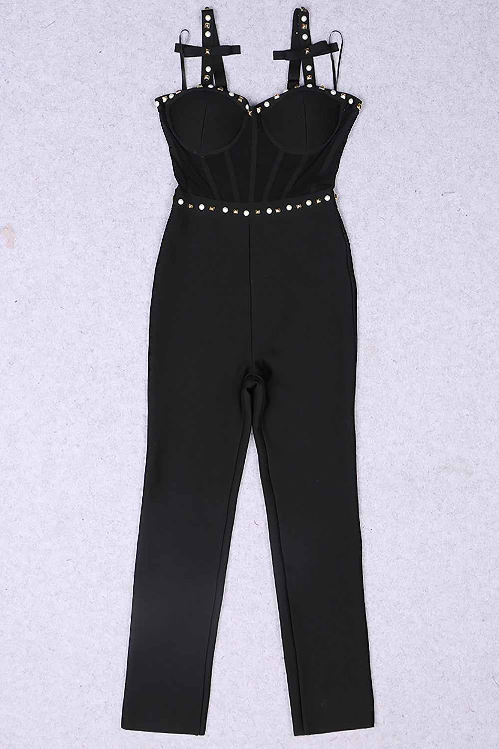 Strappy Beaded Mesh JumpSuit