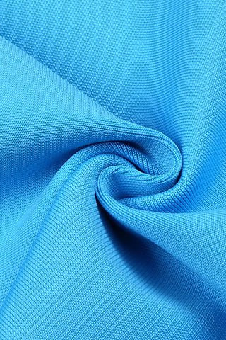 Bandage-Kleid in Midilänge mit Riemchenkorsett in Blau