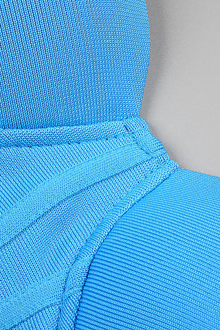 Bandage-Kleid in Midilänge mit Riemchenkorsett in Blau