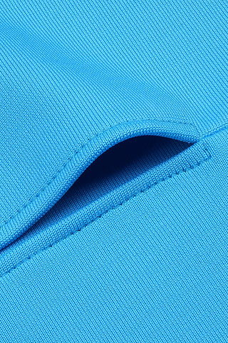 Bandage-Kleid in Midilänge mit Riemchenkorsett in Blau