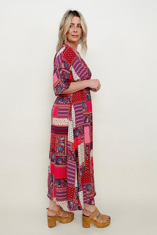 Paisley Patchwork Multicolor A-Line Maxi Dress