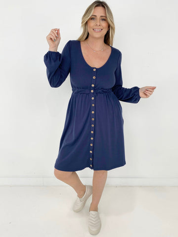 New Colors! Button Up Long Sleeve Dress