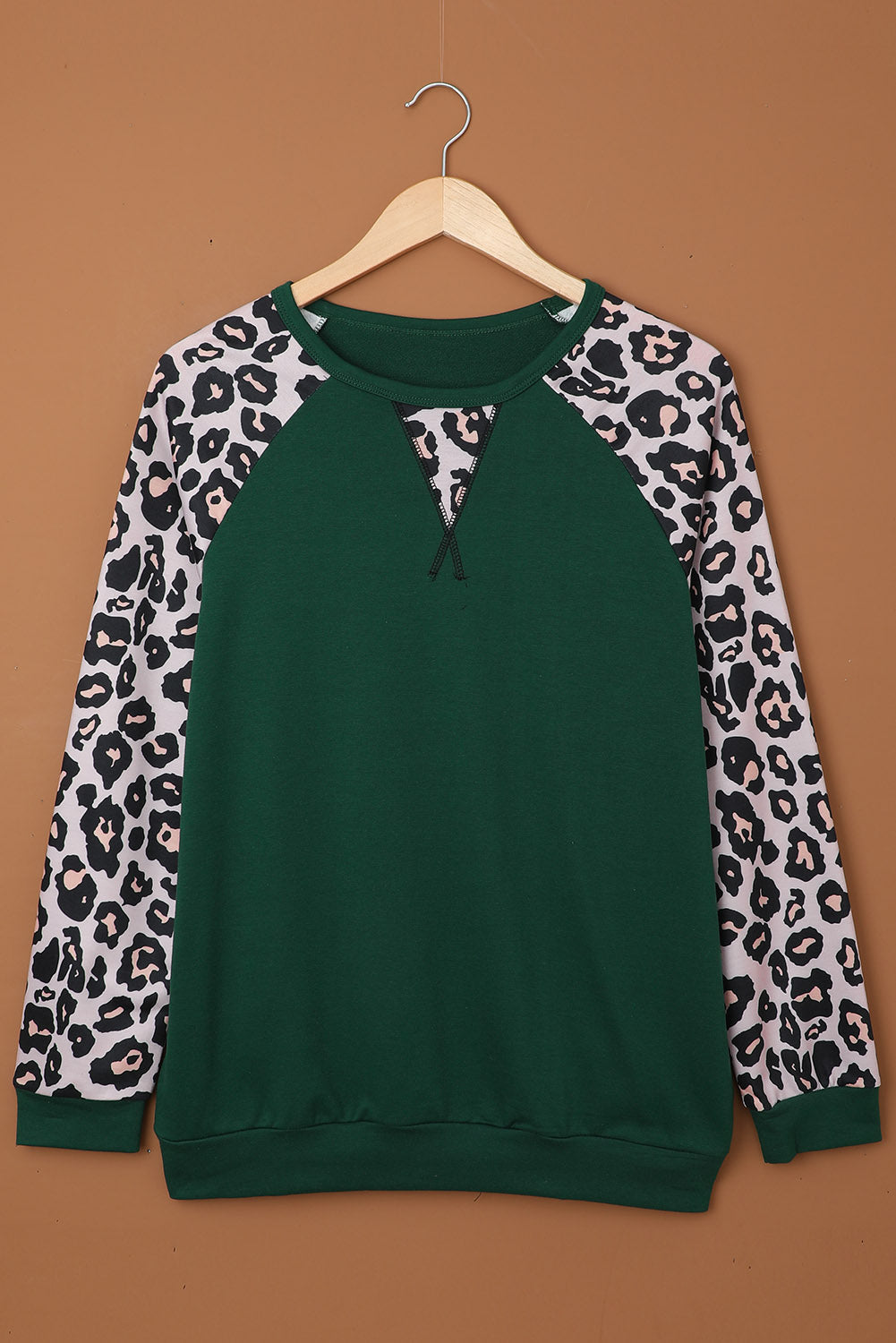 Leopard Raglan Sleeve Round Neck Top