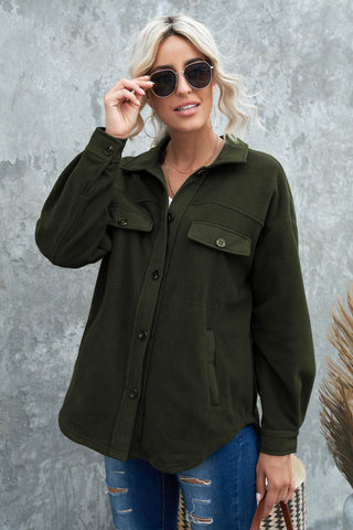 Turn Down Collar Buttoned Shirt Jacket