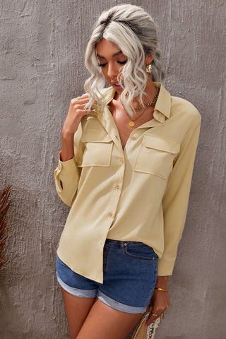 Turn-down Collar Pocketed Button Shirt