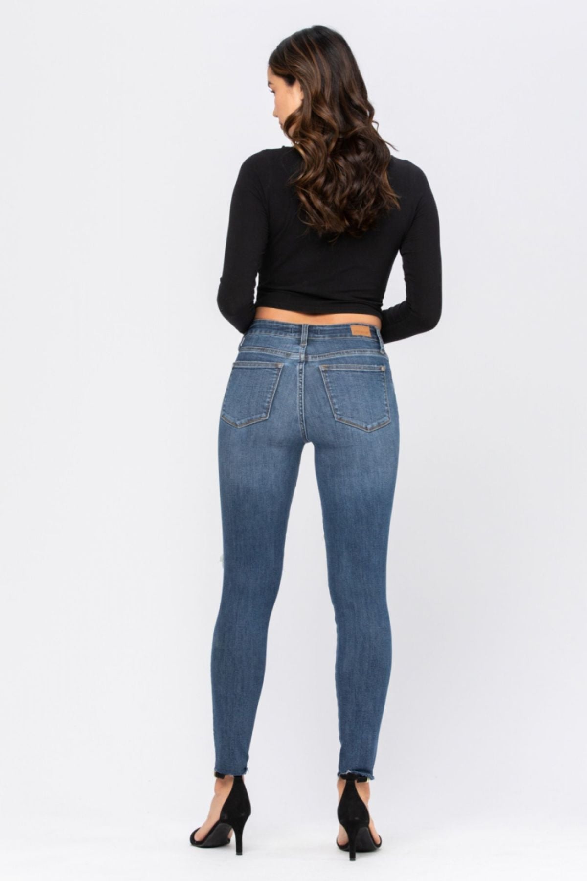 Full Size Destroyed Knee High Waist Skinny Jeans