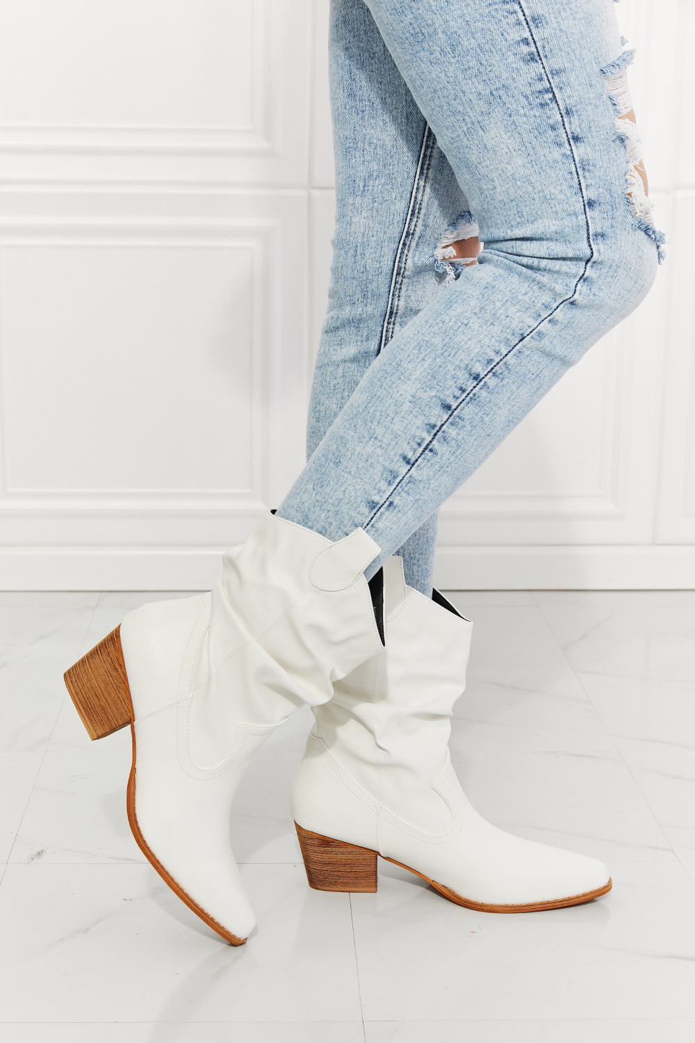 Bottes de cowboy Scrunch Better in Texas en blanc