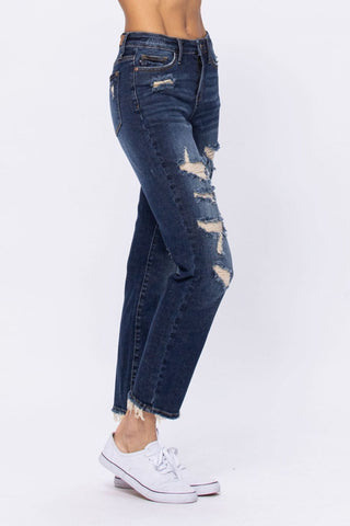 Mid-Rise Distressed Boyfriend Jeans