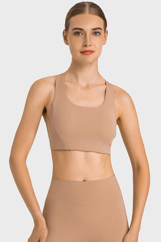 Highly Stretchy Cutout Racerback Sports Bra