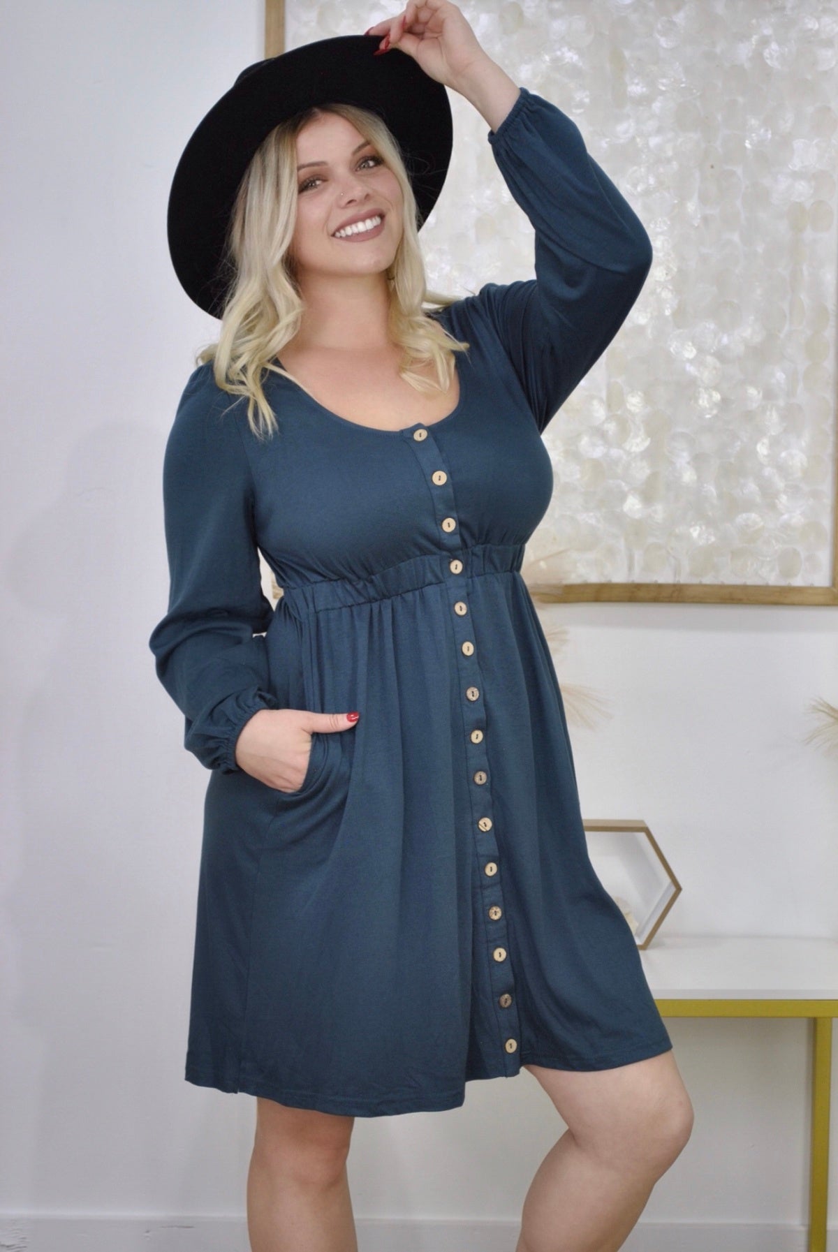 New Colors! Button Up Long Sleeve Dress