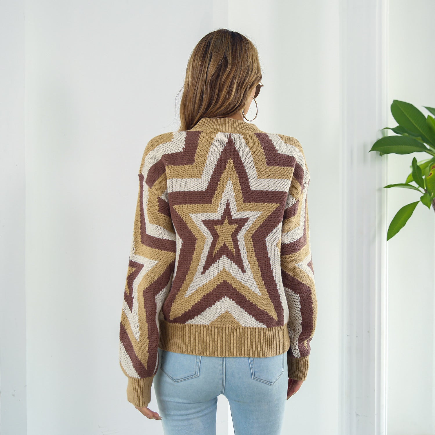 Pull à épaules tombantes avec motif étoile