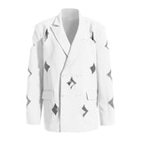 Asymmetric Lapel Collar Double Breasted Four Point Star Cut Out Blazer