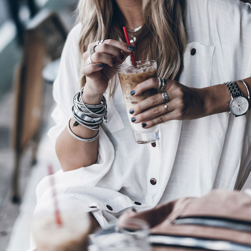 Asymmetric Long Sleeve Button Down Cover Up Blouse - White