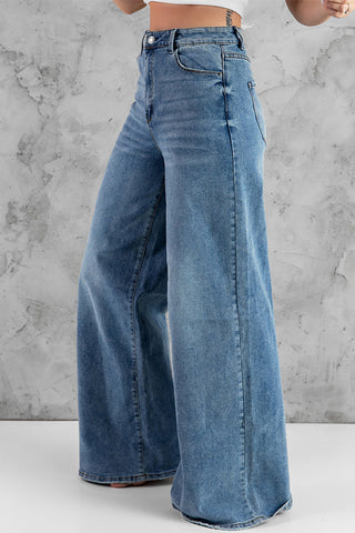 Vintage Wash Wide Leg Jeans