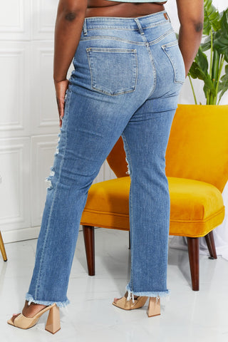 Full Size Janie High Waisted Patched Bootcut