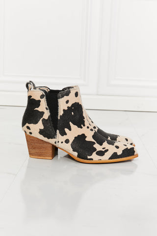 Back At It Point Toe Bootie in Beige Cow Print