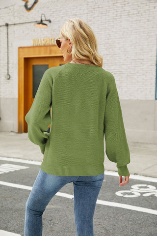 Mixed Knit Raglan Sleeve Sweater