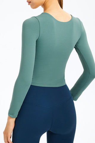 Long Sleeve Round Neck Fitness Top