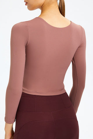 Long Sleeve Round Neck Fitness Top