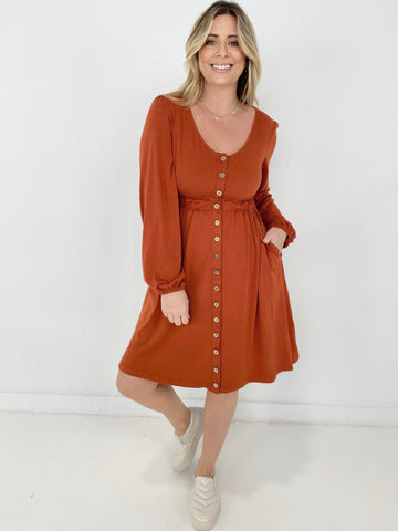 New Colors! Button Up Long Sleeve Dress